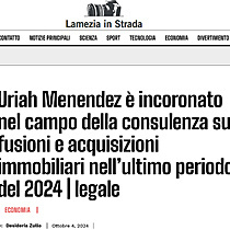 Uriah Menendez  incoronato nel campo della consulenza su fusioni e acquisizioni immobiliari nellultimo periodo del 2024 | legale